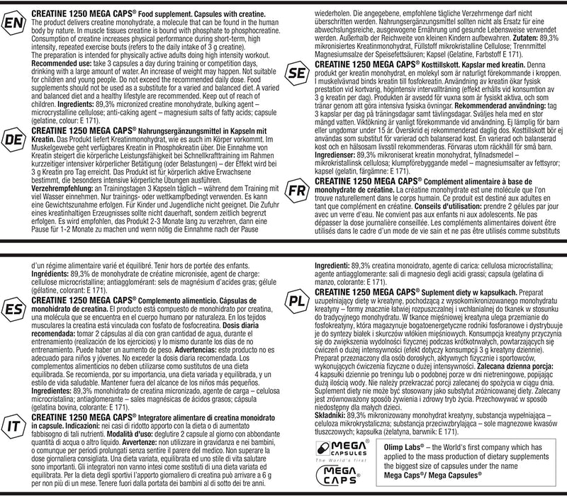 Olimp Sport Nutrition Creatine 1250 Mega Caps - 120 Capsules