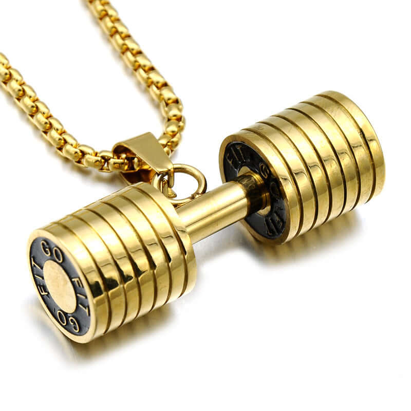 Dumbbell Necklace Fit Go Pendant Stainless Steel Jewellery