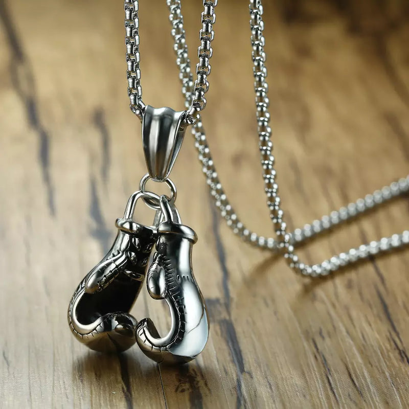 Pair Boxing Gloves Pendant Necklace Jewellery with Chain