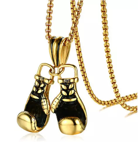 Pair Boxing Gloves Pendant Necklace Jewellery with Chain