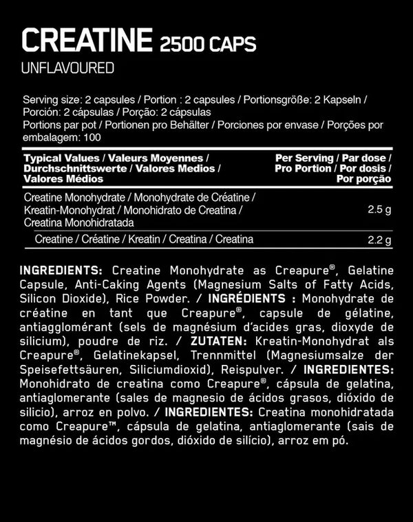 Optimum Nutrition Creatine 2500MG Capsules 200 Caps