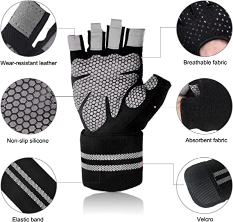 Weight Lifting Gym Workout Gloves Professional Wrist Weight Wrap Non-Slip Grips